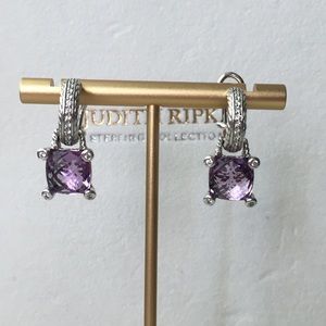 Judith Ripka Amethyst 6.50 carat total weight Drop Earrings Sterling Silver
